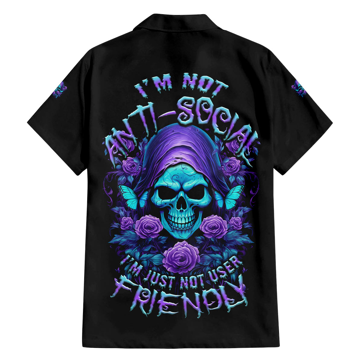 I'm Not Anti-social Mad Reaper Skull Family Matching Summer Maxi Dress and Hawaiian Shirt - Wonder Print Shop