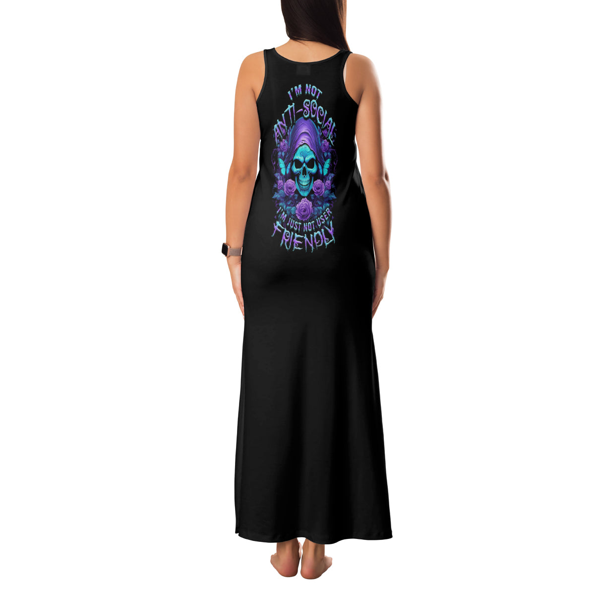 I'm Not Anti-social Mad Reaper Skull Family Matching Tank Maxi Dress and Hawaiian Shirt - Wonder Print Shop