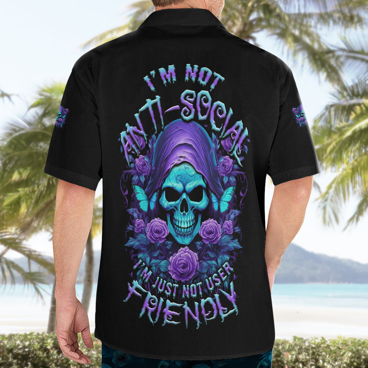 I'm Not Anti-social Mad Reaper Skull Hawaiian Shirt - Wonder Print Shop