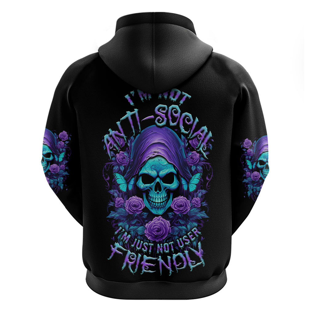 I'm Not Anti-social Mad Reaper Skull Hoodie - Wonder Print Shop