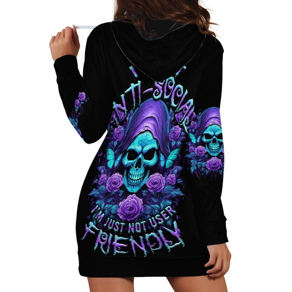 I'm Not Anti-social Mad Reaper Skull Hoodie Dress - Wonder Print Shop