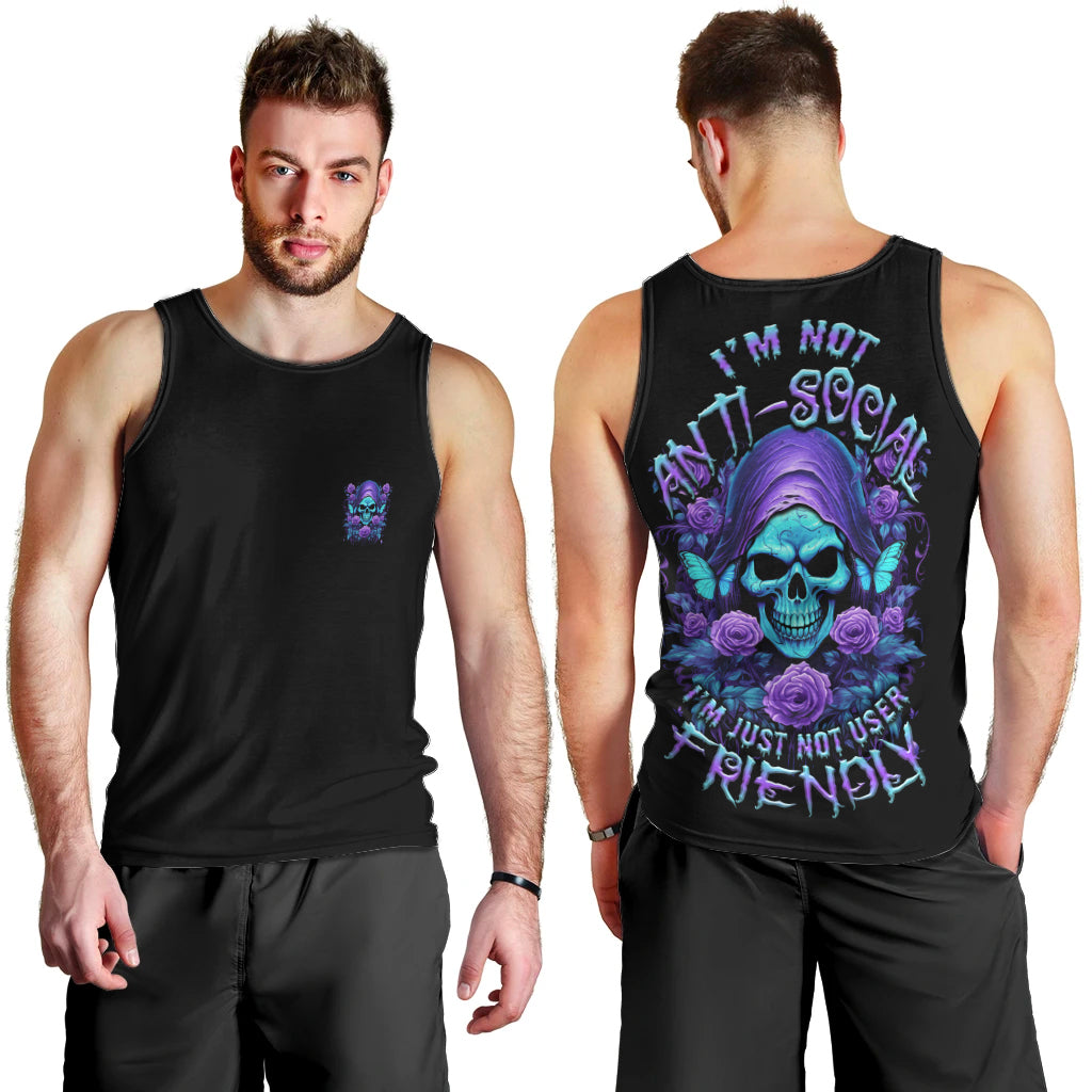 I'm Not Anti-social Mad Reaper Skull Men Tank Top - Wonder Print Shop