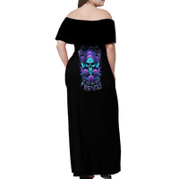 I'm Not Anti-social Mad Reaper Skull Off Shoulder Maxi Dress - Wonder Print Shop