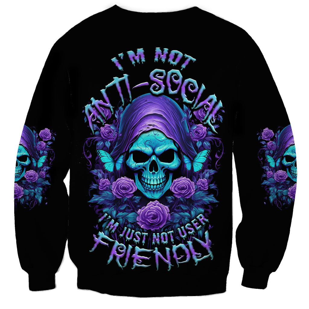 I'm Not Anti-social Mad Reaper Skull Sweatshirt - Wonder Print Shop