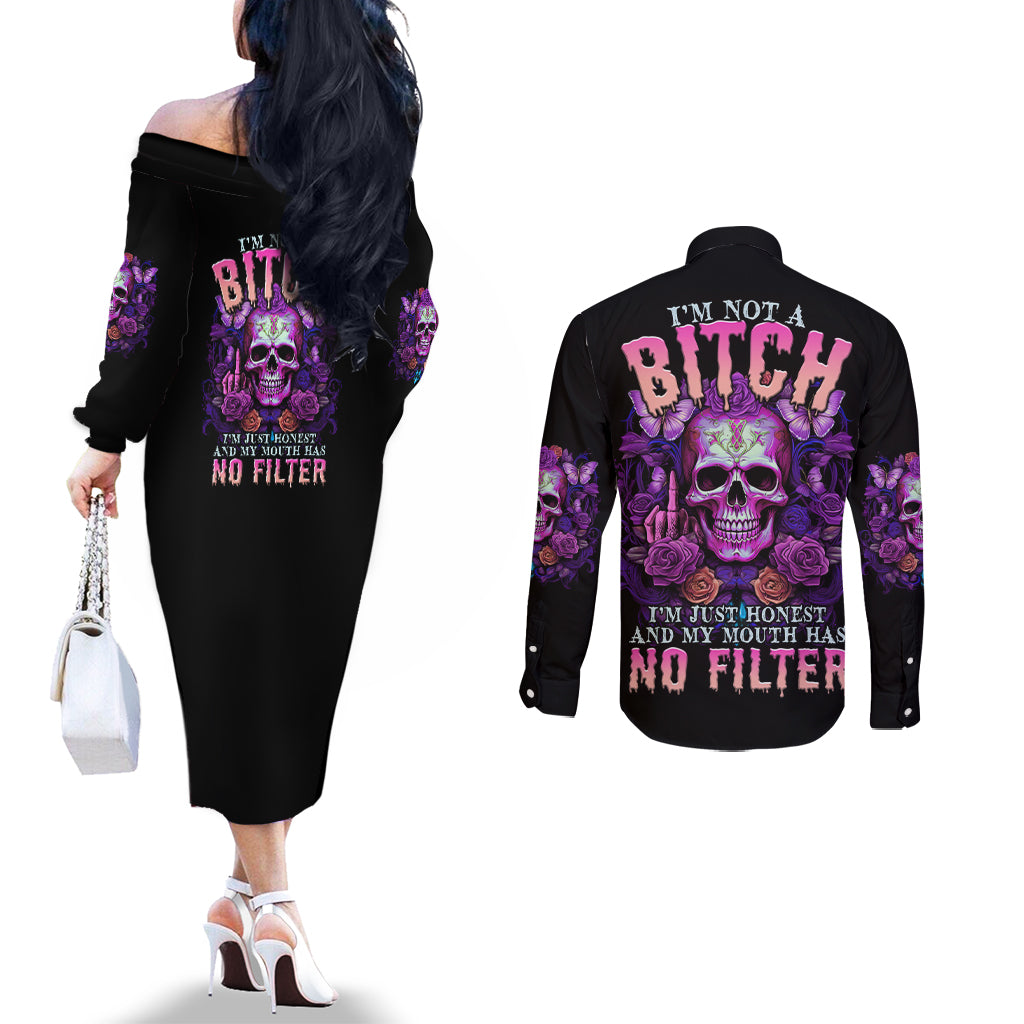 im-not-a-b-im-just-honest-skull-butterfly-couples-matching-off-the-shoulder-long-sleeve-dress-and-long-sleeve-button-shirt