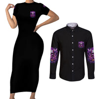 I'M Not A B I'M Just Honest Skull Butterfly Couples Matching Short Sleeve Bodycon Dress and Long Sleeve Button Shirt - Wonder Print Shop