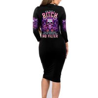 I'M Not A B I'M Just Honest Skull Butterfly Family Matching Long Sleeve Bodycon Dress and Hawaiian Shirt - Wonder Print Shop
