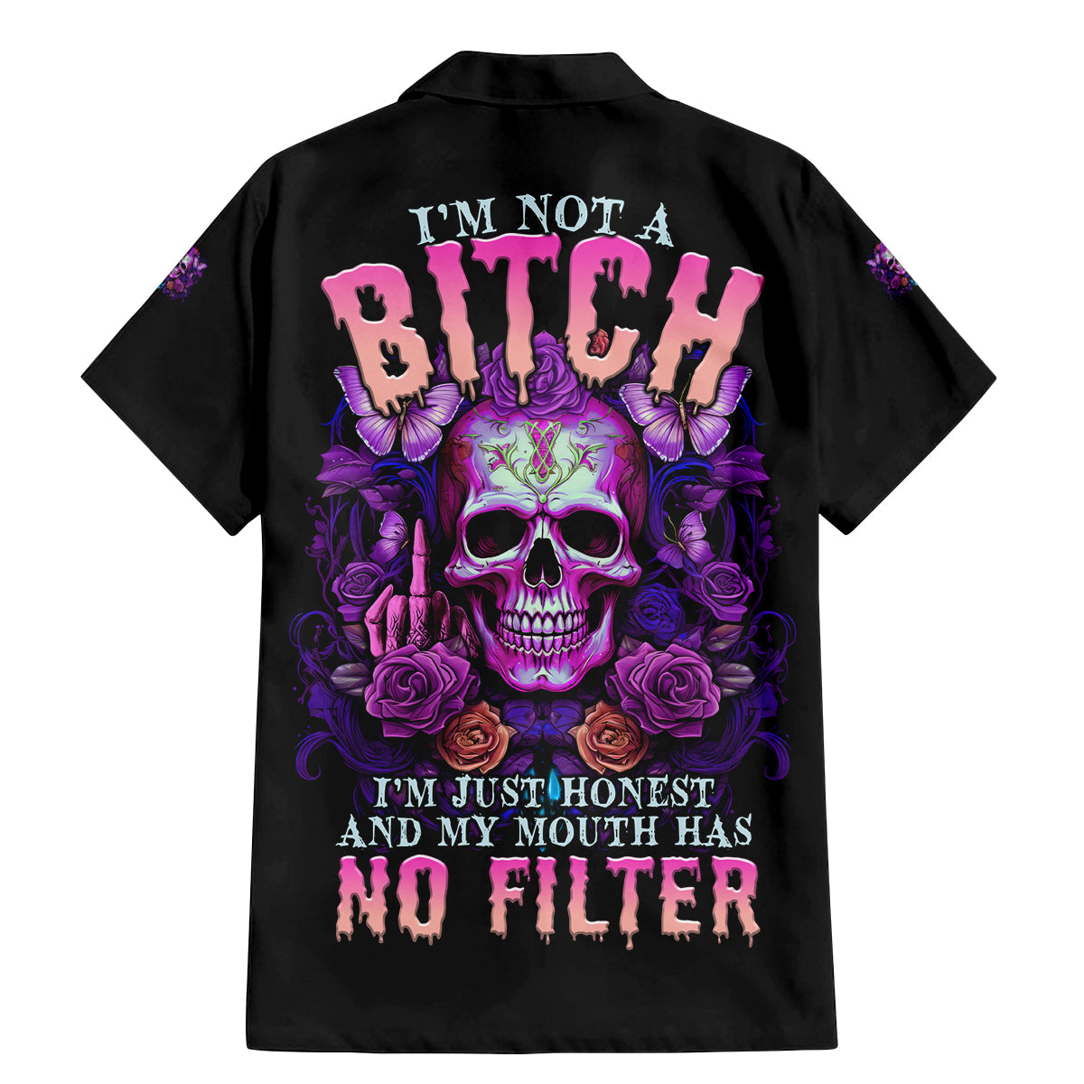 I'M Not A B I'M Just Honest Skull Butterfly Family Matching Mermaid Dress and Hawaiian Shirt - Wonder Print Shop