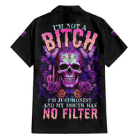 I'M Not A B I'M Just Honest Skull Butterfly Family Matching Off Shoulder Long Sleeve Dress and Hawaiian Shirt - Wonder Print Shop