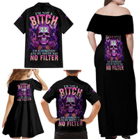 I'M Not A B I'M Just Honest Skull Butterfly Family Matching Off Shoulder Maxi Dress and Hawaiian Shirt - Wonder Print Shop