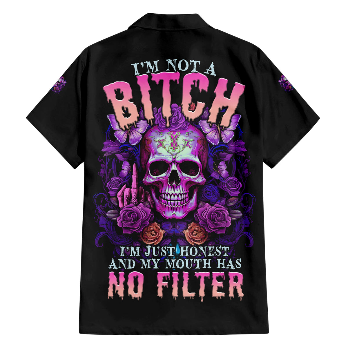 I'M Not A B I'M Just Honest Skull Butterfly Hawaiian Shirt - Wonder Print Shop