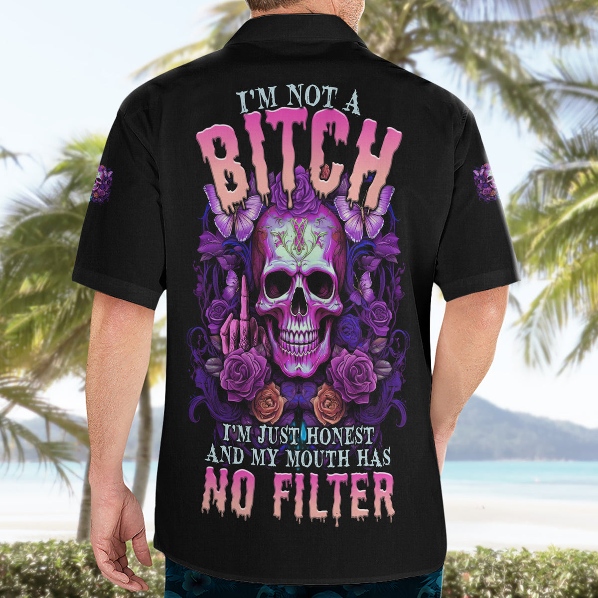 I'M Not A B I'M Just Honest Skull Butterfly Hawaiian Shirt - Wonder Print Shop