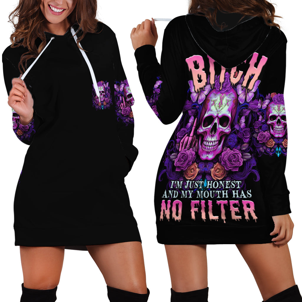 I'M Not A B I'M Just Honest Skull Butterfly Hoodie Dress - Wonder Print Shop