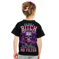 I'M Not A B I'M Just Honest Skull Butterfly Kid T Shirt - Wonder Print Shop