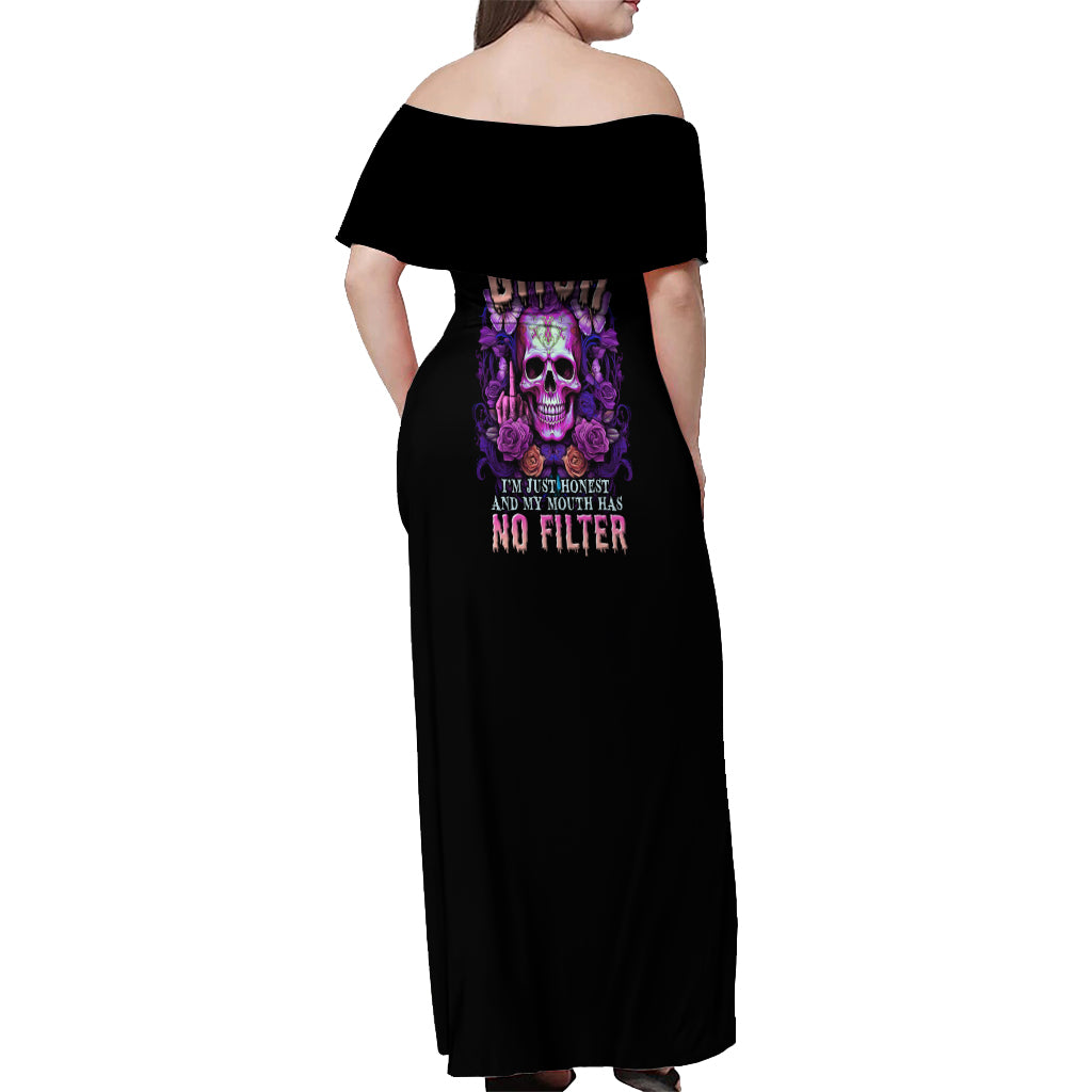 I'M Not A B I'M Just Honest Skull Butterfly Off Shoulder Maxi Dress - Wonder Print Shop