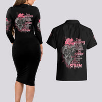 I Am The Storm Tattooed Skull Couples Matching Long Sleeve Bodycon Dress and Hawaiian Shirt - Wonder Print Shop