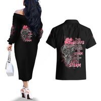 I Am The Storm Tattooed Skull Couples Matching Off The Shoulder Long Sleeve Dress and Hawaiian Shirt - Wonder Print Shop