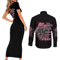 I Am The Storm Tattooed Skull Couples Matching Short Sleeve Bodycon Dress and Long Sleeve Button Shirt - Wonder Print Shop