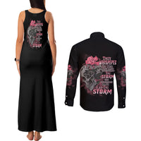 I Am The Storm Tattooed Skull Couples Matching Tank Maxi Dress and Long Sleeve Button Shirt - Wonder Print Shop