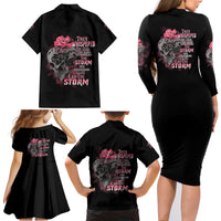 I Am The Storm Tattooed Skull Family Matching Long Sleeve Bodycon Dress and Hawaiian Shirt - Wonder Print Shop
