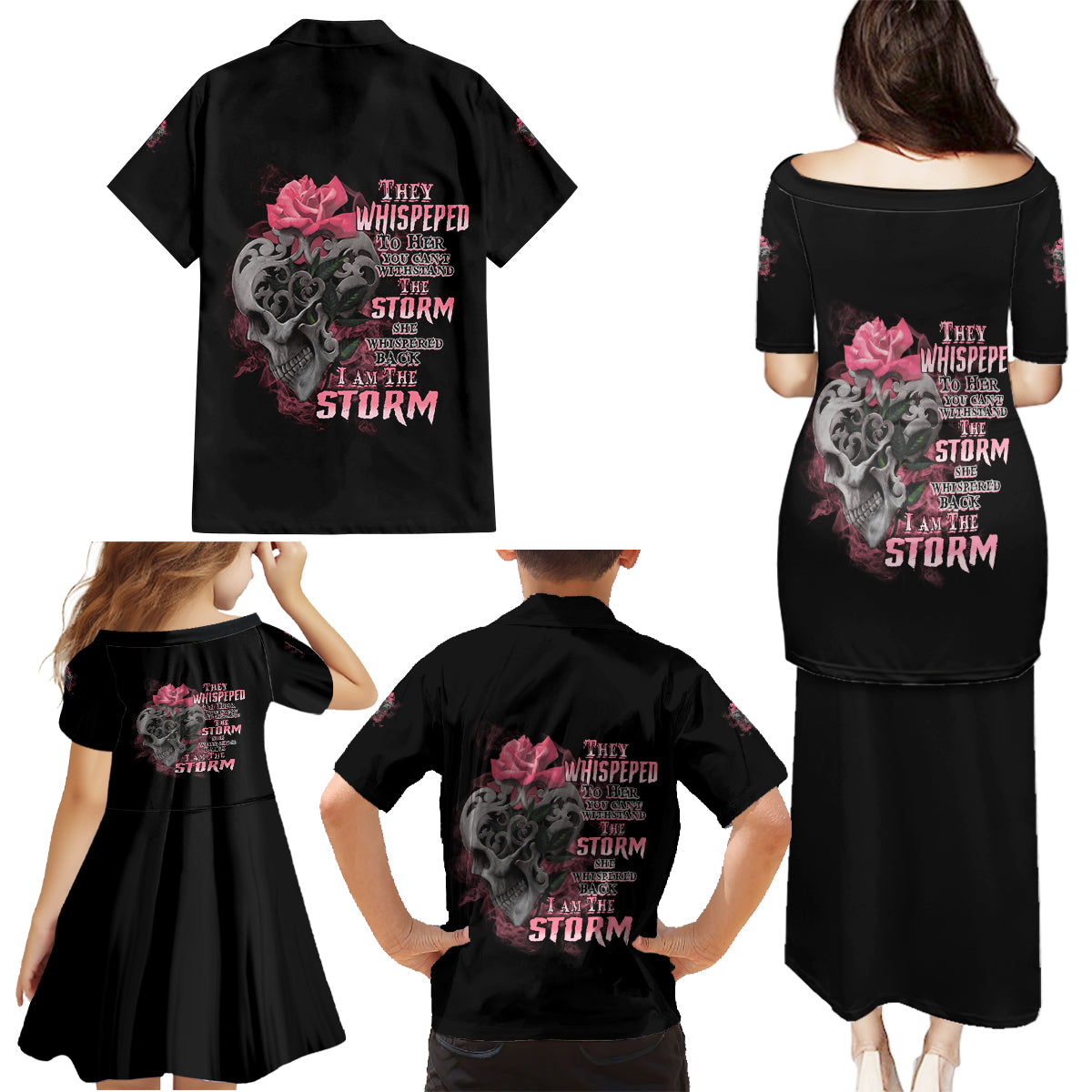 I Am The Storm Tattooed Skull Family Matching Puletasi Dress and Hawaiian Shirt - Wonder Print Shop
