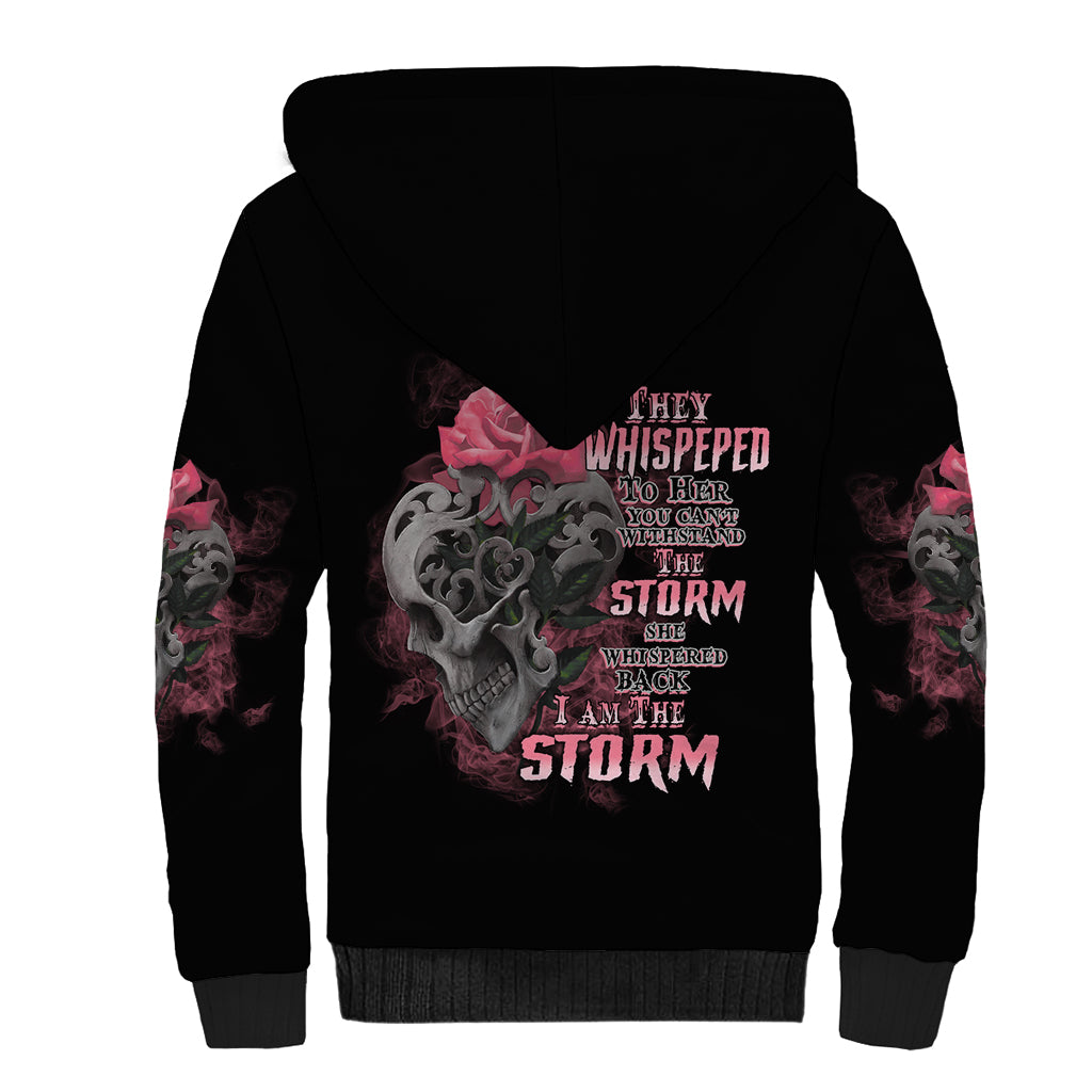I Am The Storm Tattooed Skull Sherpa Hoodie - Wonder Print Shop