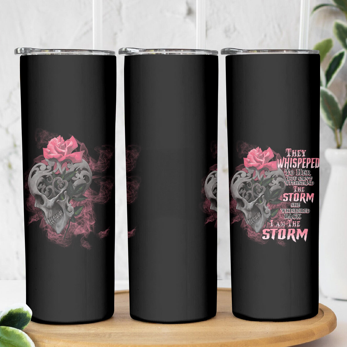 I Am The Storm Tattooed Skull Skinny Tumbler - Wonder Print Shop