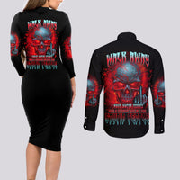Walk Away I Have Anger Issues And A Serious Dislike For Couples Matching Long Sleeve Bodycon Dress and Long Sleeve Button Shirt - Wonder Print Shop