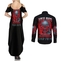 Walk Away I Have Anger Issues And A Serious Dislike For Couples Matching Summer Maxi Dress and Long Sleeve Button Shirt - Wonder Print Shop