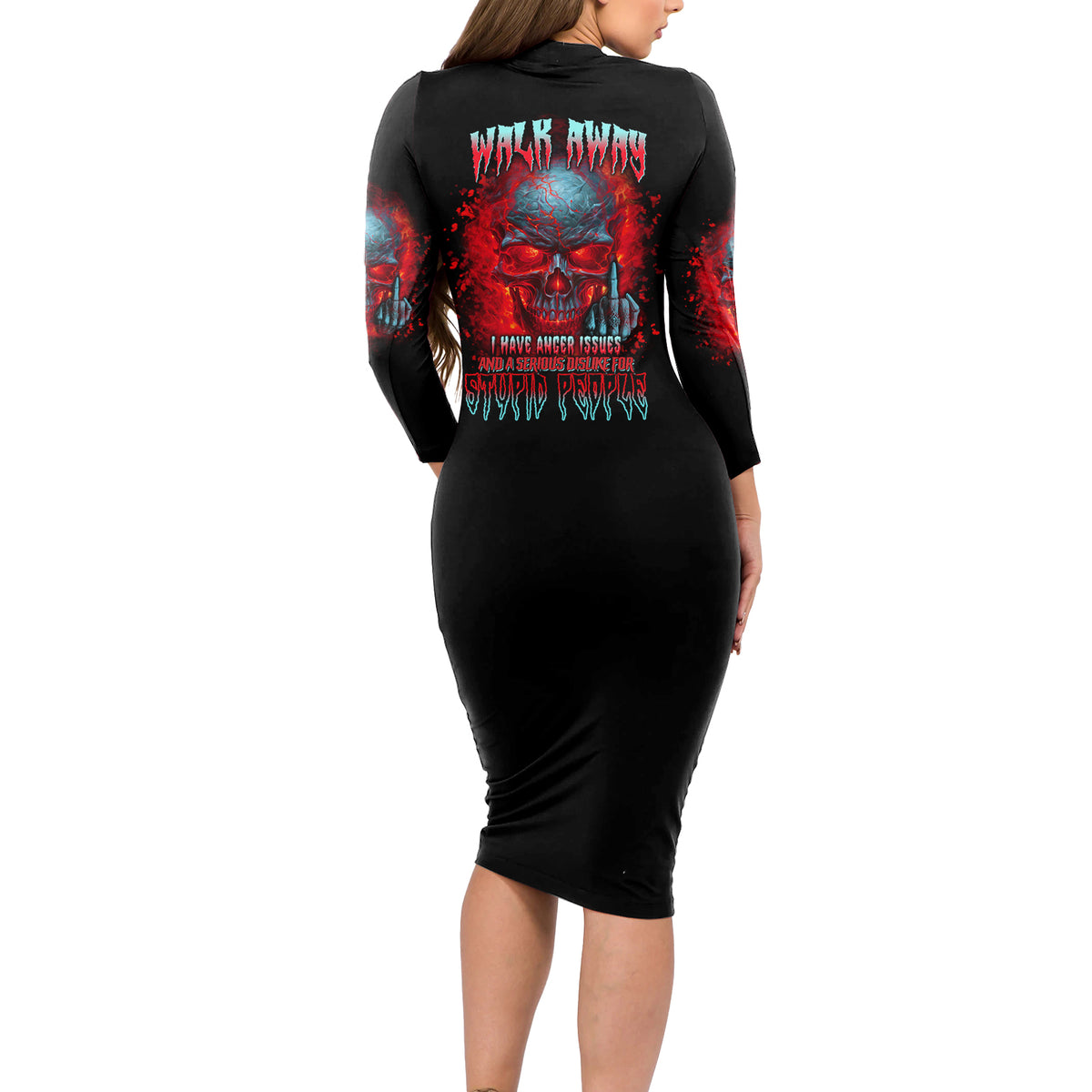Walk Away I Have Anger Issues And A Serious Dislike For Long Sleeve Bodycon Dress - Wonder Print Shop