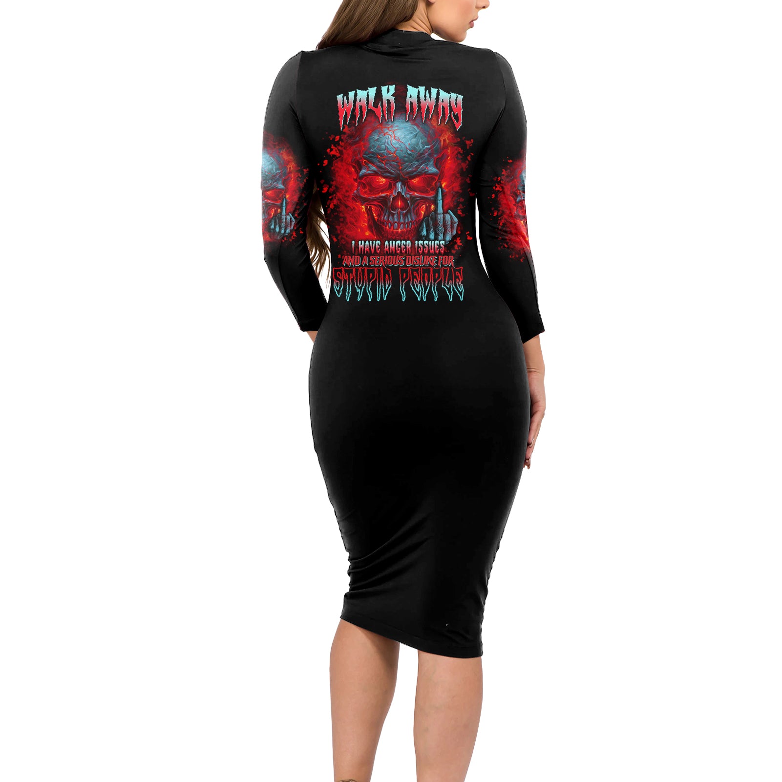 Walk Away I Have Anger Issues And A Serious Dislike For Long Sleeve Bodycon Dress - Wonder Print Shop
