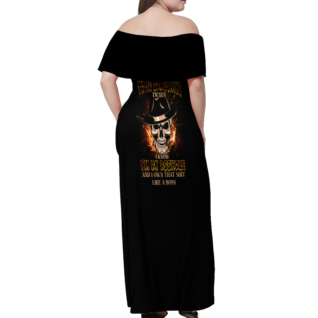 I Don't Pretend To Be Something I'm Not Off Shoulder Maxi Dress - Wonder Print Shop