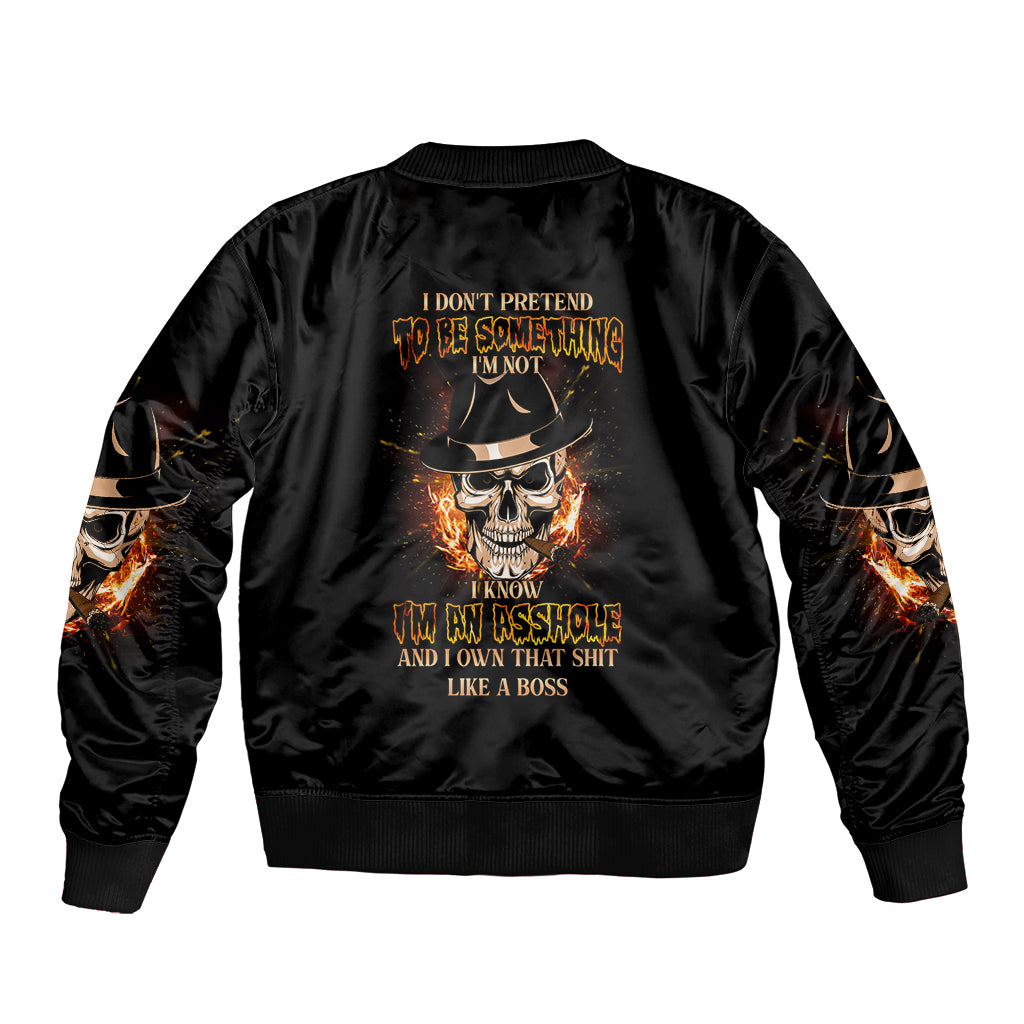 I Don't Pretend To Be Something I'm Not Sleeve Zip Bomber Jacket - Wonder Print Shop