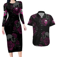 The Good Girl In Me Got Tired Skull Rose Couples Matching Long Sleeve Bodycon Dress and Hawaiian Shirt - Wonder Print Shop