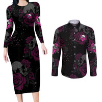 The Good Girl In Me Got Tired Skull Rose Couples Matching Long Sleeve Bodycon Dress and Long Sleeve Button Shirt - Wonder Print Shop