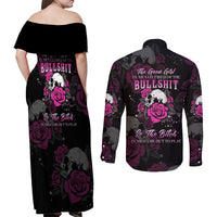 The Good Girl In Me Got Tired Skull Rose Couples Matching Off Shoulder Maxi Dress and Long Sleeve Button Shirt - Wonder Print Shop