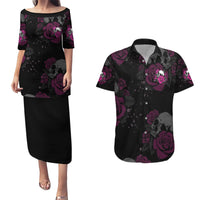 The Good Girl In Me Got Tired Skull Rose Couples Matching Puletasi Dress and Hawaiian Shirt - Wonder Print Shop