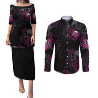 The Good Girl In Me Got Tired Skull Rose Couples Matching Puletasi Dress and Long Sleeve Button Shirt - Wonder Print Shop