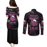 The Good Girl In Me Got Tired Skull Rose Couples Matching Puletasi Dress and Long Sleeve Button Shirt - Wonder Print Shop