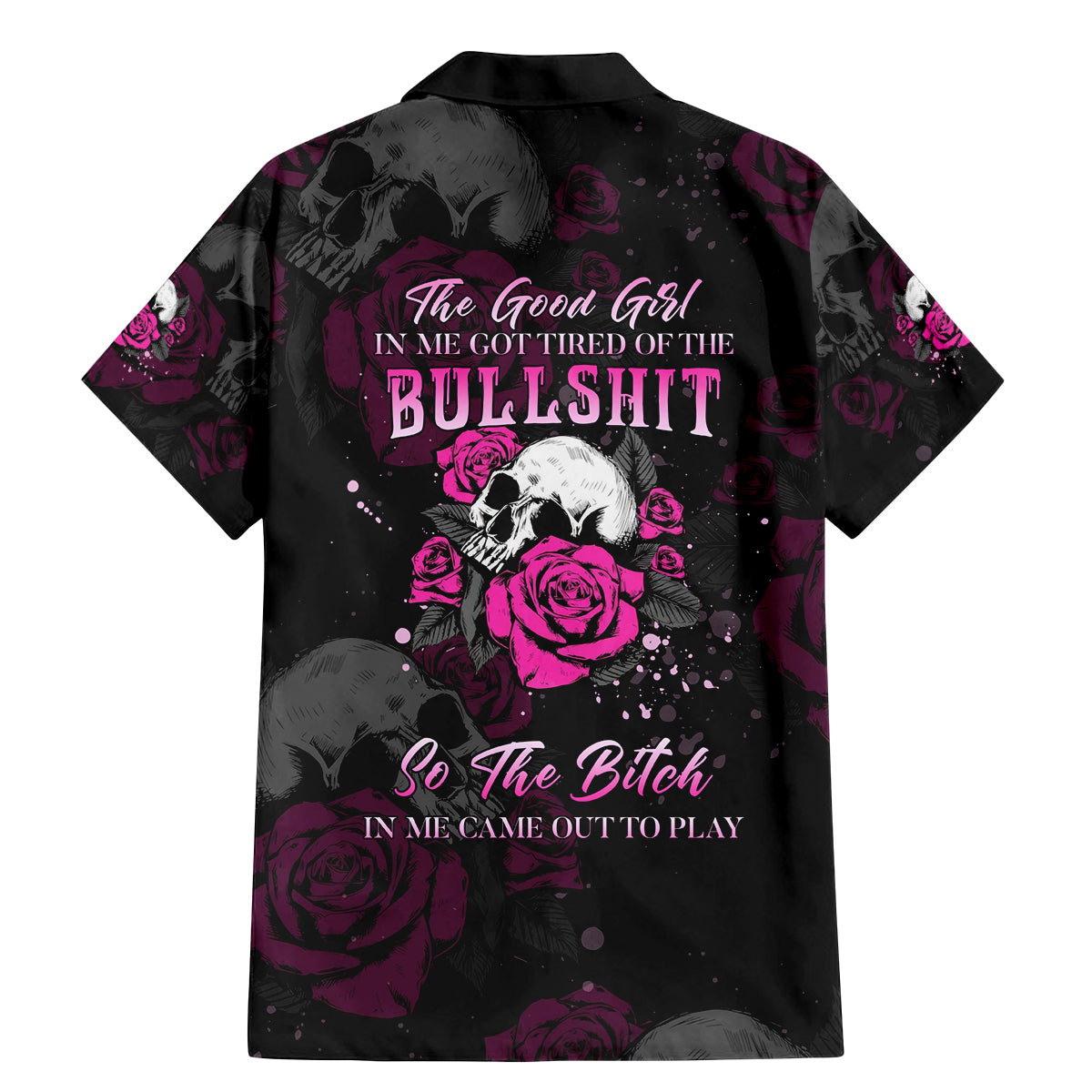 The Good Girl In Me Got Tired Skull Rose Family Matching Mermaid Dress and Hawaiian Shirt - Wonder Print Shop