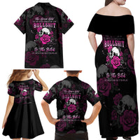 The Good Girl In Me Got Tired Skull Rose Family Matching Off Shoulder Maxi Dress and Hawaiian Shirt - Wonder Print Shop