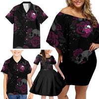 The Good Girl In Me Got Tired Skull Rose Family Matching Off Shoulder Short Dress and Hawaiian Shirt - Wonder Print Shop