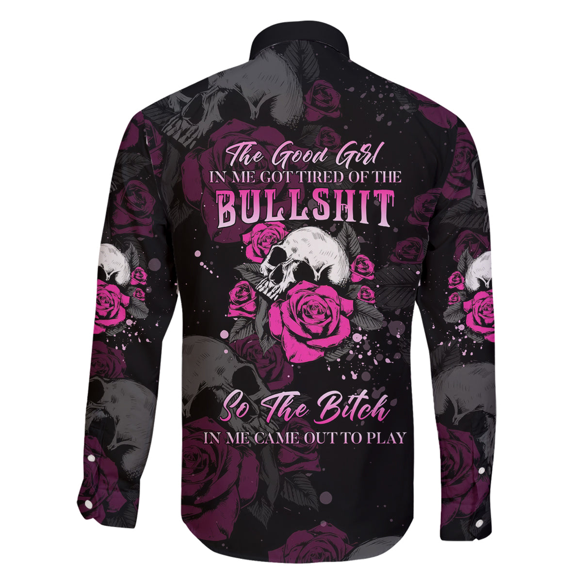 The Good Girl In Me Got Tired Skull Rose Family Matching Puletasi Dress and Hawaiian Shirt - Wonder Print Shop