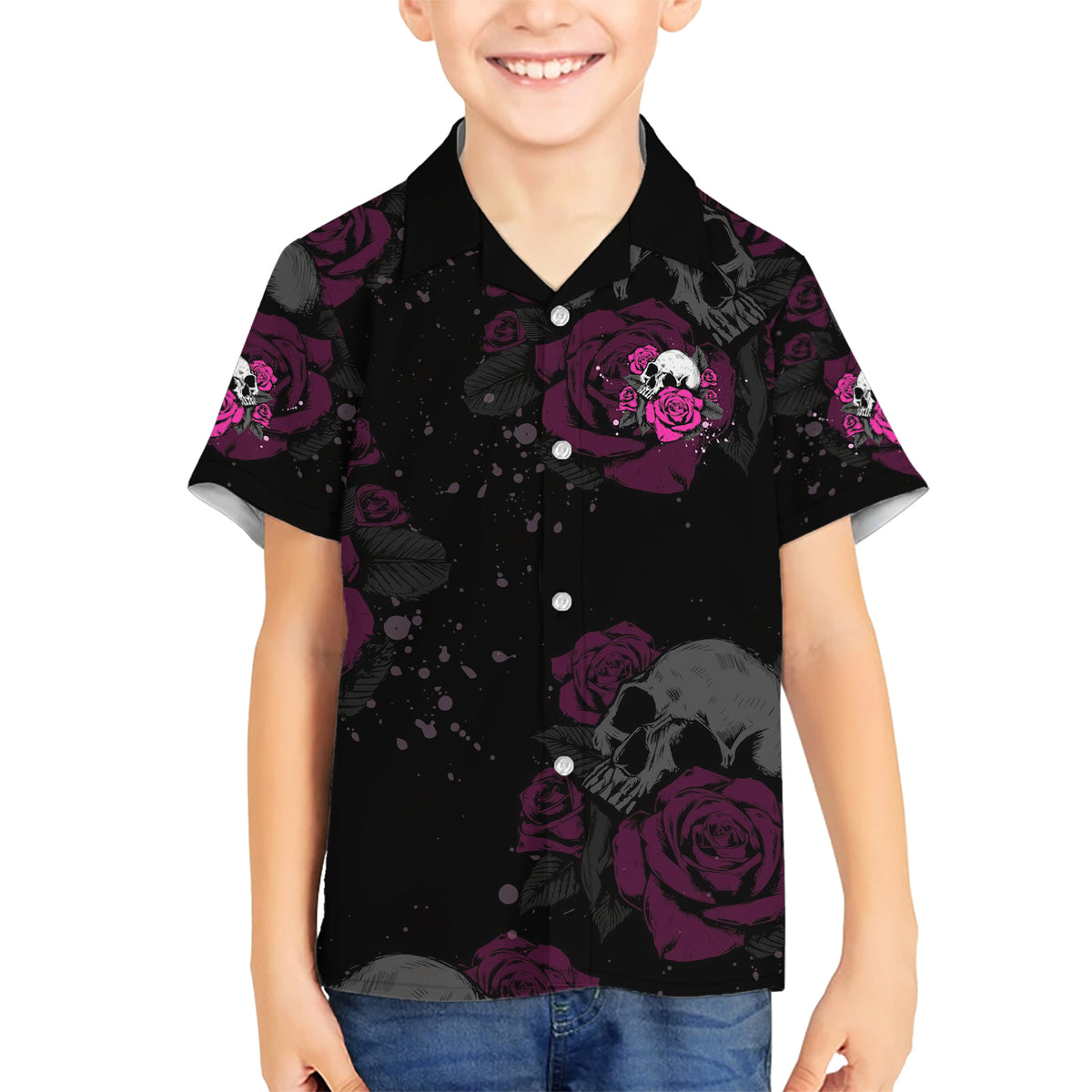 The Good Girl In Me Got Tired Skull Rose Family Matching Short Sleeve Bodycon Dress and Hawaiian Shirt - Wonder Print Shop