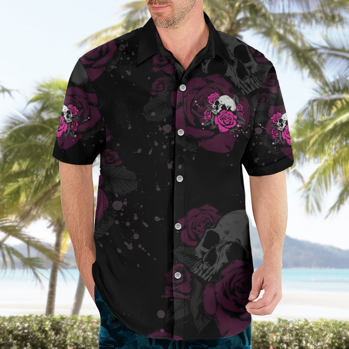 The Good Girl In Me Got Tired Skull Rose Hawaiian Shirt - Wonder Print Shop