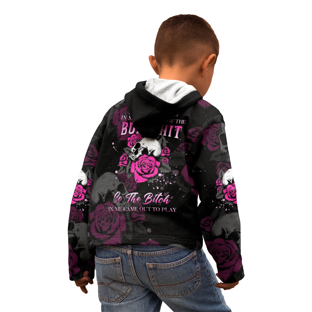The Good Girl In Me Got Tired Skull Rose Kid Hoodie - Wonder Print Shop