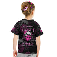 The Good Girl In Me Got Tired Skull Rose Kid T Shirt - Wonder Print Shop
