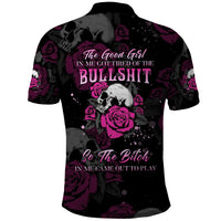 The Good Girl In Me Got Tired Skull Rose Polo Shirt - Wonder Print Shop