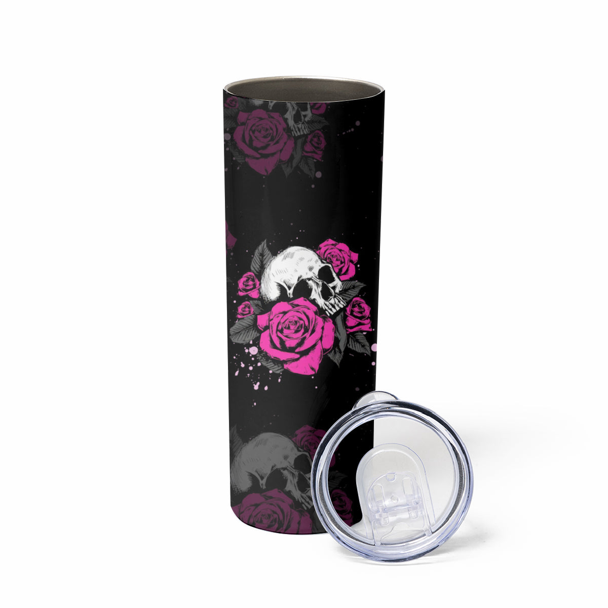 The Good Girl In Me Got Tired Skull Rose Skinny Tumbler - Wonder Print Shop