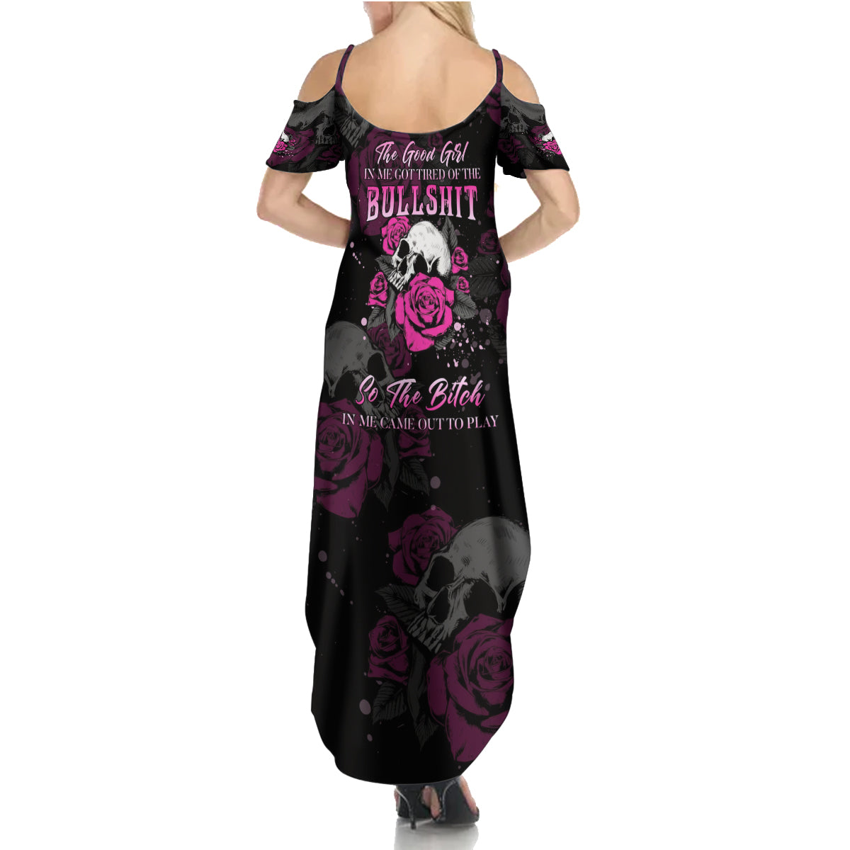 The Good Girl In Me Got Tired Skull Rose Summer Maxi Dress - Wonder Print Shop